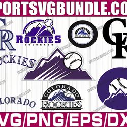 bundle 9 files colorado rockies baseball team svg, colorado rockies svg, mlb team  svg, mlb svg, png, dxf, eps, jpg