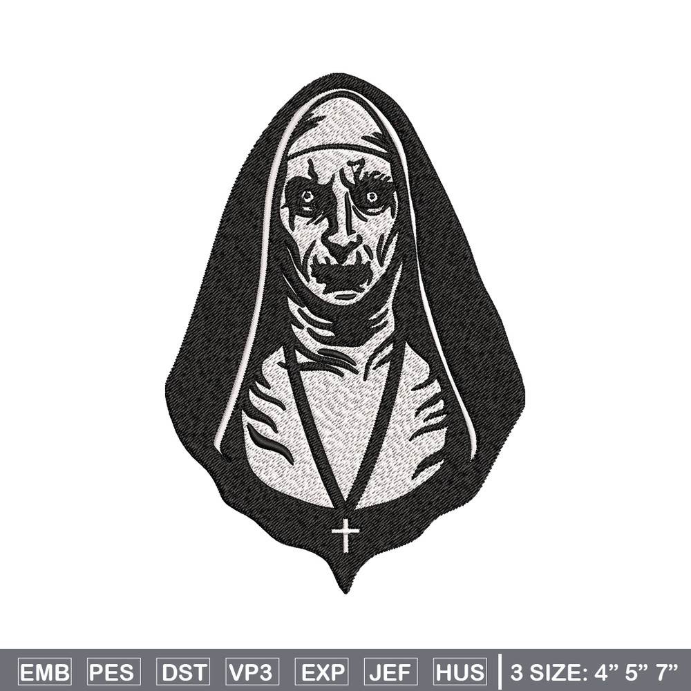 The Nun Embroidery design, The Nun logo Embroidery, Horror design, Embroidery File, logo shirt, Digital download..jpg