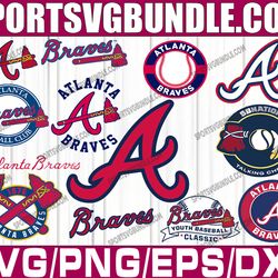 bundle 13 files atlanta braves baseball team svg, atlanta braves svg, mlb team  svg, mlb svg, png, dxf, eps, jpg