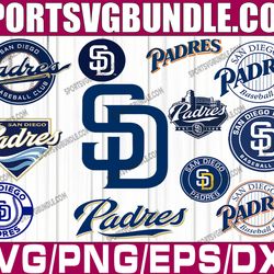 bundle 12 files san diego padres baseball team svg, san diego padres svg, mlb team  svg, mlb svg, png, dxf, eps, jpg