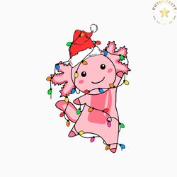 Funny Christmas Light Pink Axolotl SVG Cutting Digital File