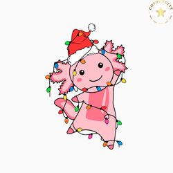 funny christmas light pink axolotl svg cutting digital file