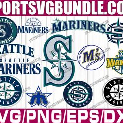 bundle 13 files seattle mariners baseball team svg, seattle mariners svg, mlb team  svg, mlb svg, png, dxf, eps, jpg
