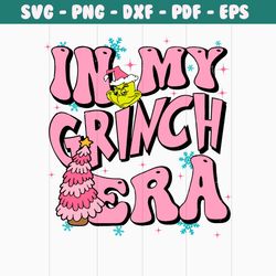 retro in my grinch era pink christmas tree svg file for cricut