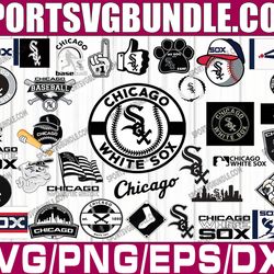 bundle 34 files chicago-white sox baseball team svg, chicago white sox svg, mlb svg, mlb team  svg, mlb svg, png, dxf