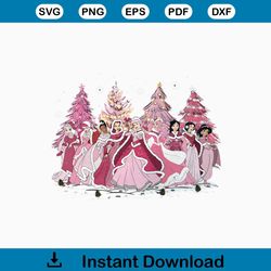 Vintage Disney Princess Pink Christmas Tree PNG Download