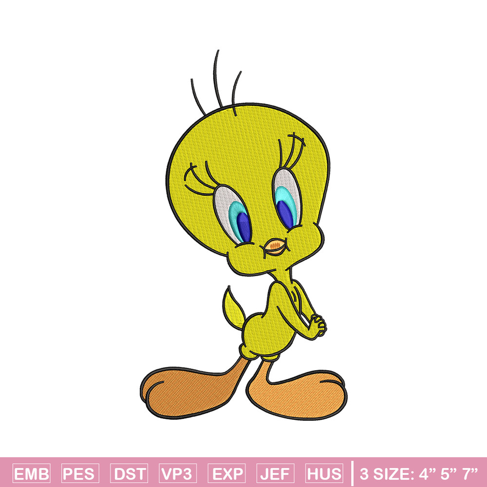 Tweety cartoon embroidery design, Tweety cartoon embroidery, cartoon design, embroidery file, Digital download..jpg
