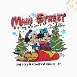 vintage mickey and minnie christmas on main street png