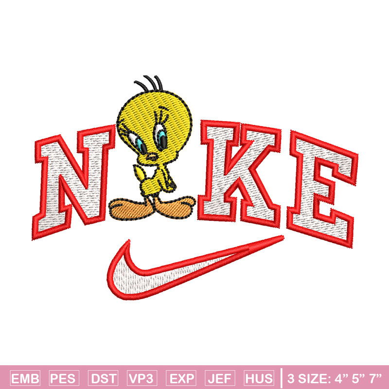 Tweety Nike embroidery design, Tweety cartoon embroidery, Nike design, embroidery file, logo shirt, Digital download..jpg