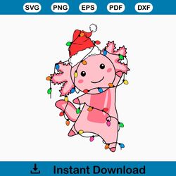 Funny Christmas Light Pink Axolotl SVG Cutting Digital File