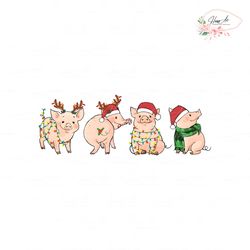 Funny Pig Christmas Santa Hat PNG Sublimation Download