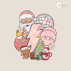 groovy merry christmas santa claus friends png sublimation