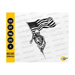 skeleton carrying us flag svg | united states of america svg country nation pride | cricut silhouette clipart vector digital dxf png eps ai