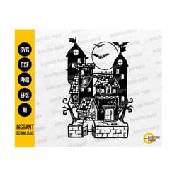 spooky castle svg | haunted mansion svg | halloween home decoration decor decal vinyl | cutting files clip art vector digital dxf png eps ai