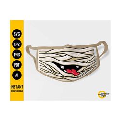 mummy face mask svg | halloween facemask | monster mouth cover | cricut cut file silhouette | clipart vector digital download png eps pdf ai