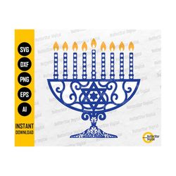 menorah svg | happy hanukkah svg | chanukah jewish holiday celebration | cricut silhouette | printable clipart vector digital dxf png eps ai