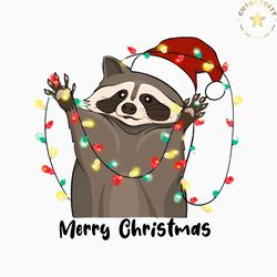 christmas raccoon funny animal light santa hat png file