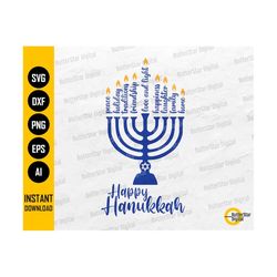happy hanukkah svg | menorah svg | chanukah jewish holiday celebration | cricut silhouette | printable clipart vector digital dxf png eps ai