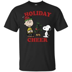 peanuts snoopy and charlie holiday cheer t-shirt