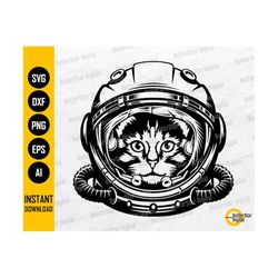 space cat astronaut svg | cool animal decals t-shirt sticker graphics | cricut silhouette printables clip art vector digital dxf png eps ai