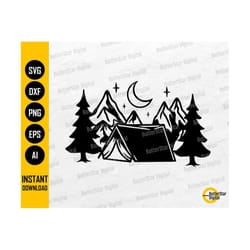 camping tent svg | great outdoors svg | camp scene svg | cricut cutting file silhouette printables cnc clipart vector digital dxf png eps ai