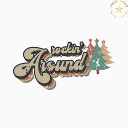 retro vintage rocking around the christmas tree svg file