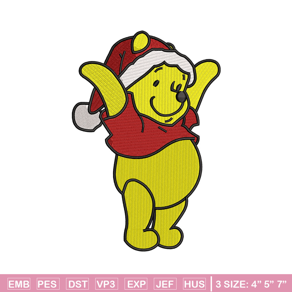 Winnie the pooh christmas embroidery design, cartoon embroidery, logo design, embroidery file, Digital download..jpg