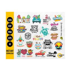 summer bundle svg | summer svg | beach svg | summer design shirt decor sign | cricut cutting files printables clipart digital dxf png eps ai