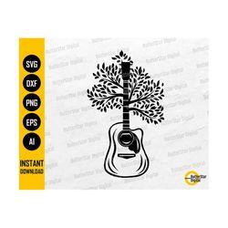 acoustic guitar tree svg | music svg | musical instrument svg | cricut silhouette cut files printable clipart vector digital dxf png eps ai