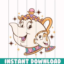 chip and mrs potts disney princess svg cutting digital file