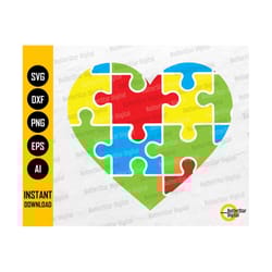 autism puzzle heart svg | autism awareness svg | autism love svg | cricut cameo cutting file printable clipart vector digital dxf png eps ai