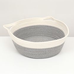Eco-friendly animal bed (cotton), 40 x 30 x 15 cm, weight up to 15 kg, white-gray