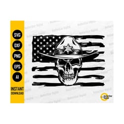 american sheriff skull svg | us law enforcement | usa flag | cricut cutting file silhouette printable clipart vector digital dxf png eps ai