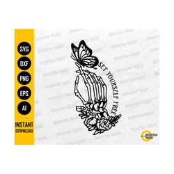 set yourself free svg | boho svg | hippie svg | skeleton decal t-shirt sticker | cricut cutting files clip art vector digital dxf png eps ai