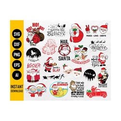 santa claus bundle svg | cute funny christmas svg | winter holiday hohoho | cricut silhouette cameo printable clipart digital dxf png eps ai