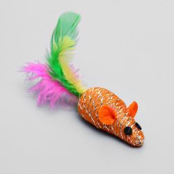 Mouse "Festive with feathers", 7 cm, mixed colors