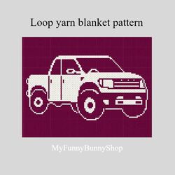 Ford 150 Loop yarn Finger knitted blanket pattern PDF Download