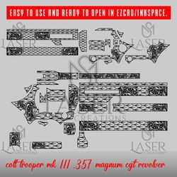 sm laser creations colt trooper mk iii .357 magnum cgt revolver scrolls and snake scales