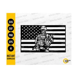 american soldier svg | usa flag military svg | united states army svg | cricut silhouette cut cnc file clipart vector digital png eps dxf ai