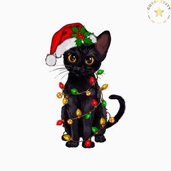 funny christmas santa black cat png sublimation download