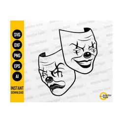 evil clown mask svg | happy sad face svg | skull gangster biker thug | cricut silhouette cutting file clip art vector digital dxf png eps ai