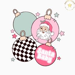 retro christmas pink santa baby ornament svg download