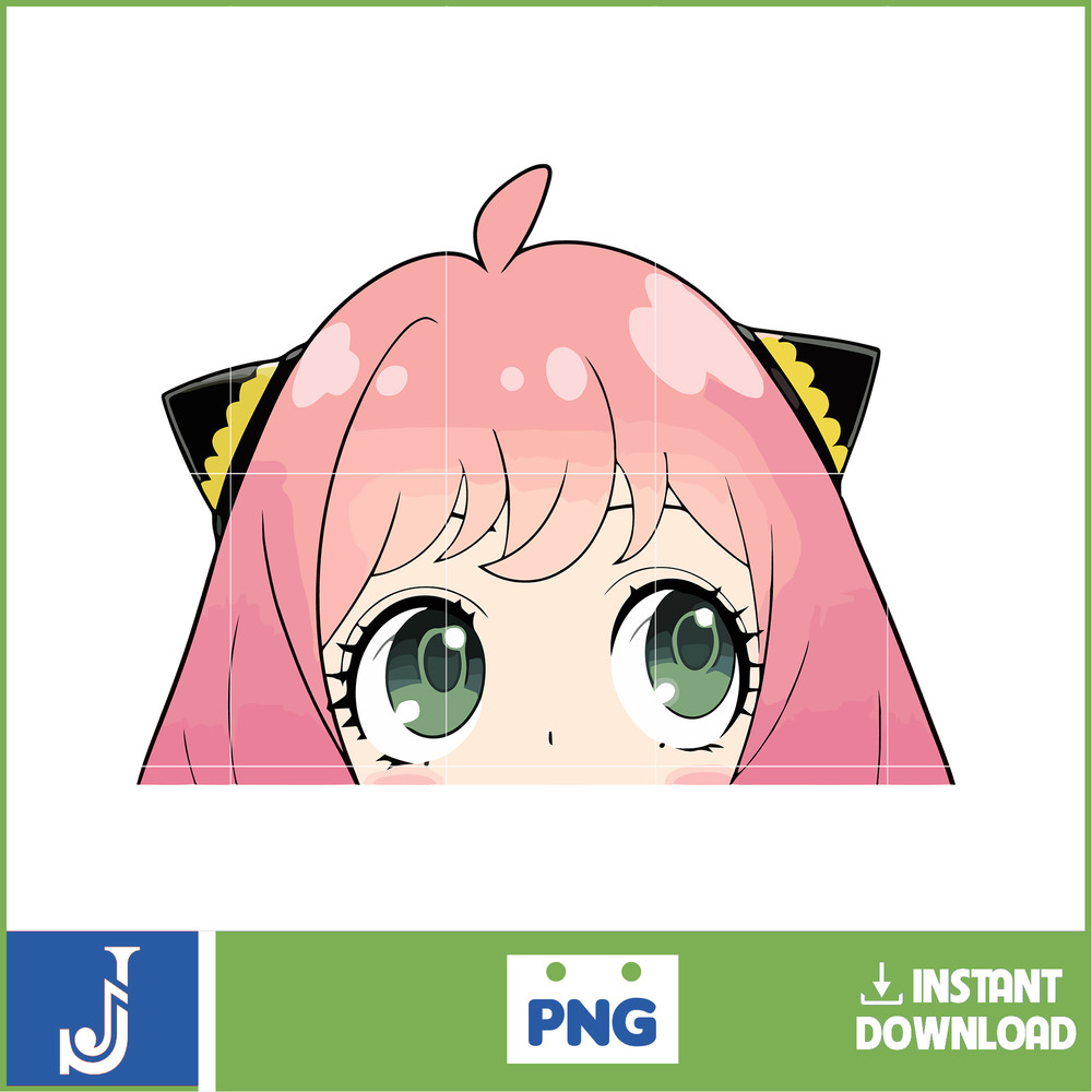 Anime Peeking Premium Graphic Design, Cute , Cool, Anime PNG, Print on Demand, Stickers, Anime Peeker (84).jpg