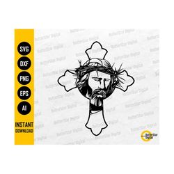 jesus cross svg | jesus christ svg | crucifix religious christian faith | cricut silhouette printable clipart vector digital dxf png eps ai