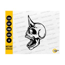 one horned skull svg | skeleton svg | demon svg | hell grave evil fear underworld | cut file cuttable clip art vector digital dxf png eps ai