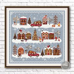 Cross Stitch Pattern Christmas Sampler Gingerbread Village - Winter Sampler PDF Cross Stitch Pattern 382
