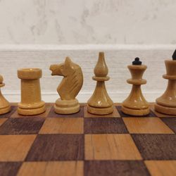 Rare vintage wooden chess set USSR 1970s wood board 29x29cm Russian chess