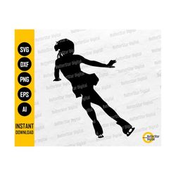 figure skating svg | woman ice skater svg | ice skating girl illustration drawing decal | cricut cutting file clipart digital dxf png eps ai