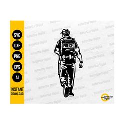 walking police officer svg | cop t-shirt vinyl stencil graphics | cricut cutting file silhouette cnc clip art vector digital dxf png eps ai