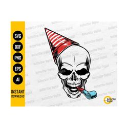 Party Skull SVG | Party Hat SVG | Party Horn SVG | Fun Skull T-Shirt Sticker Graphics | Cricut Cutfile Clipart Vector Digital Dxf Png Eps Ai